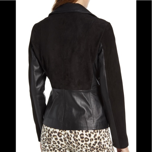 Bernardo Suede Detail Leather Moto Jacket - Picture 2 of 2